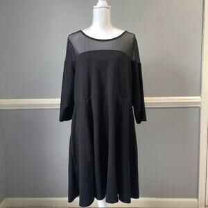 Torrid Black Sheer Yoke Fit Flare Dress Size 3 22-24 Plus Stretch Showstopper